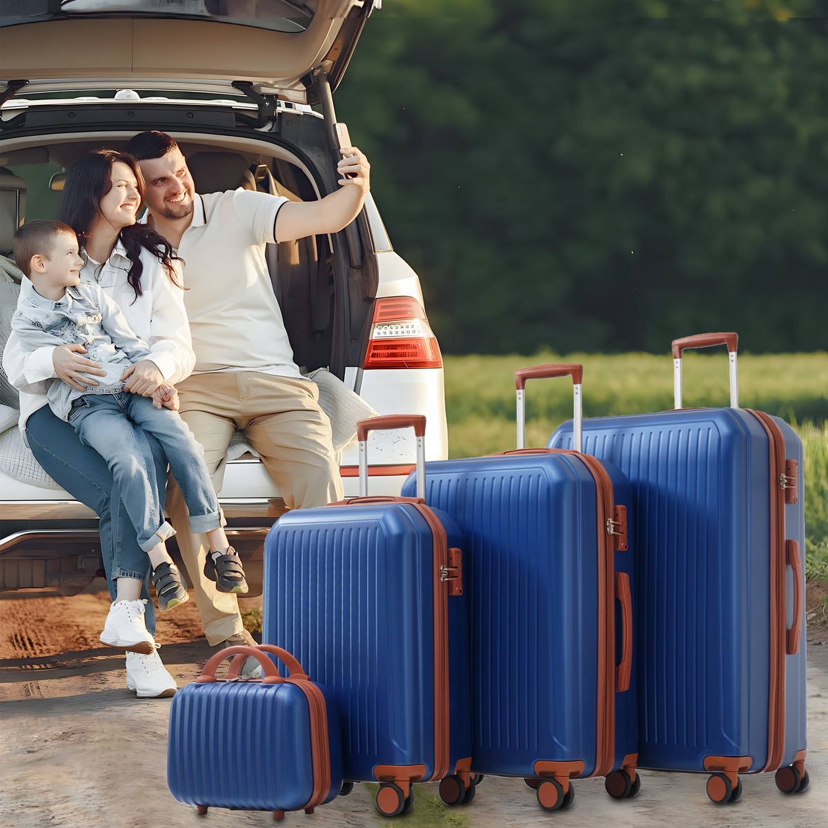 S&M&L&XL Luggage Set 4-Piece 360 Double Wheels TSA Lock Hardshell