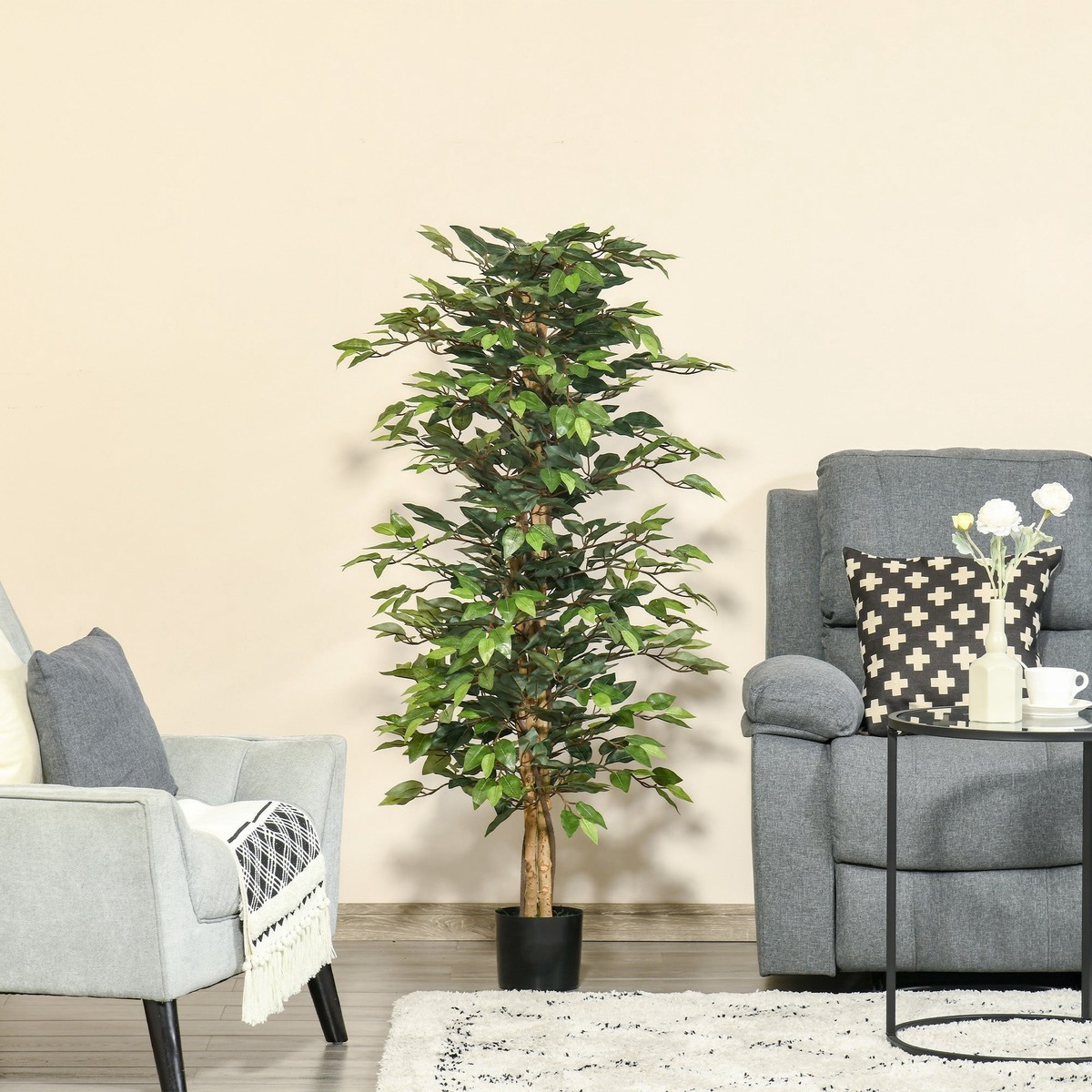 Artificial Ficus Tree 150cm Indoor/Outdoor Plastic Pot