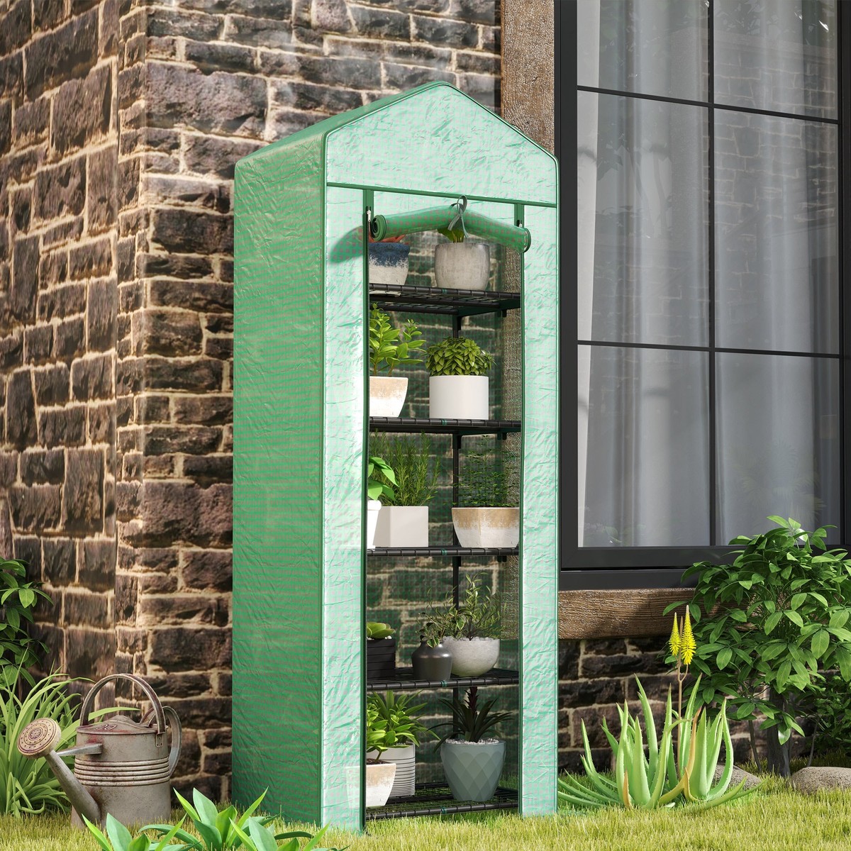 Greenhouse Roll-Up Door Shelves Winterproof Steel Foil