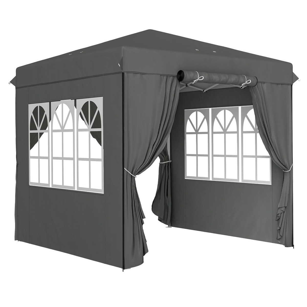 Pavilion 2.5x2.5m Pop-up Folding Water-Repellent UV 50+ 4 Side Panels Dark Grey