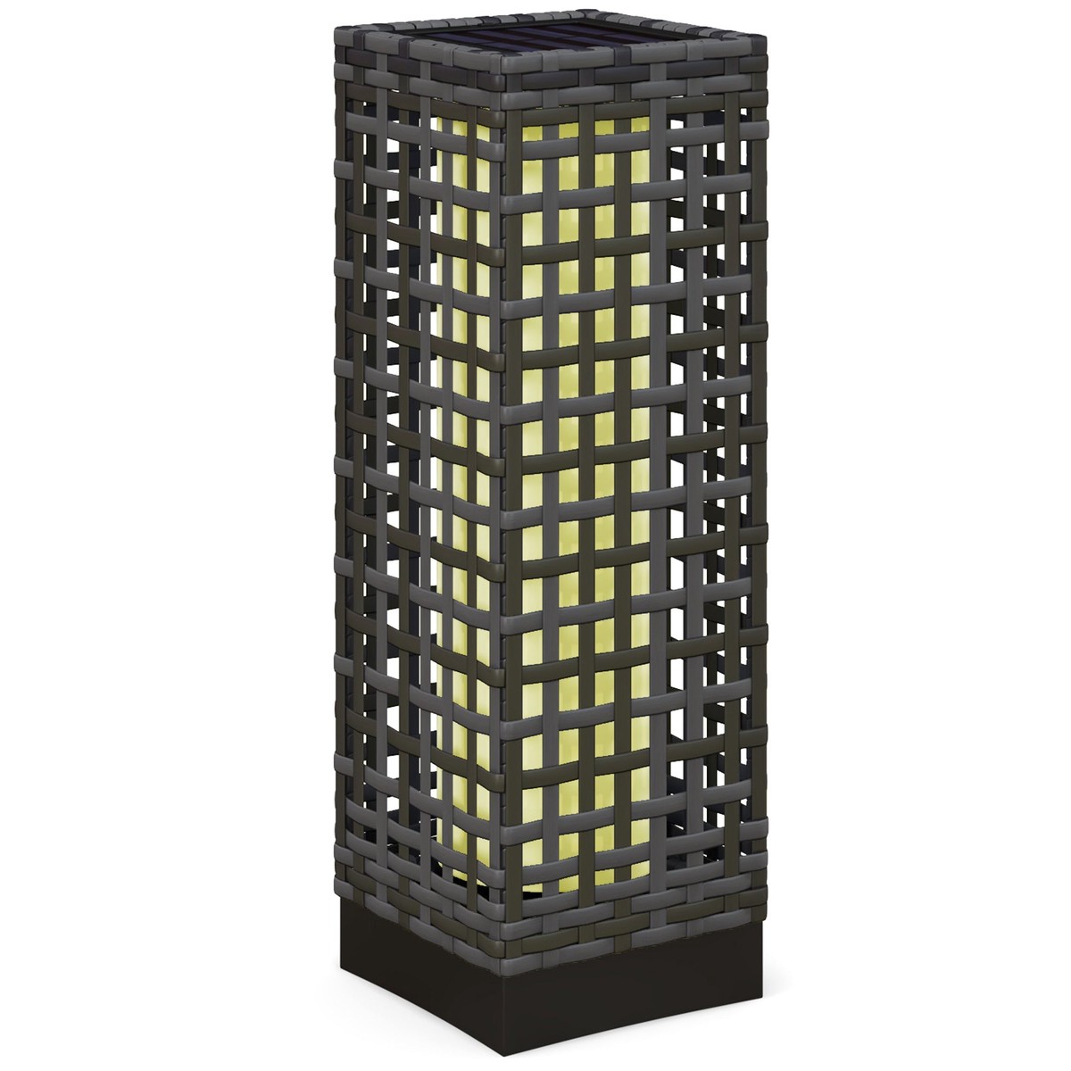 Rattan Solar Light Waterproof Path Light Automatic LED Garden Lamp Steel Grey