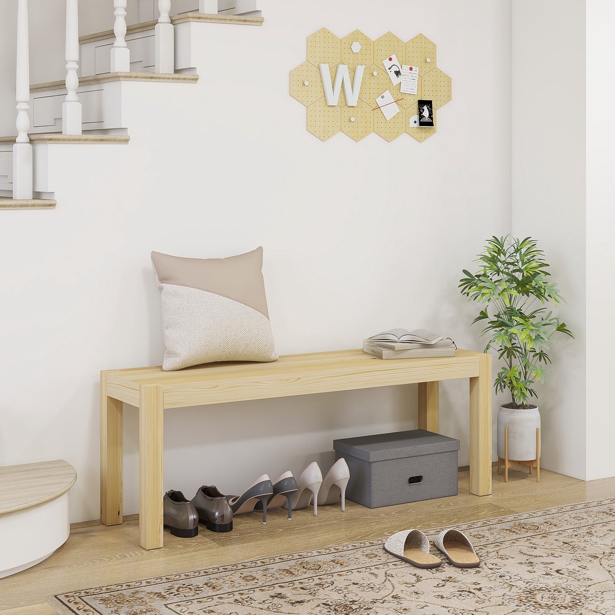 2-Seater Dining Bench, Country Style 240kg Capacity, Pine Wood
