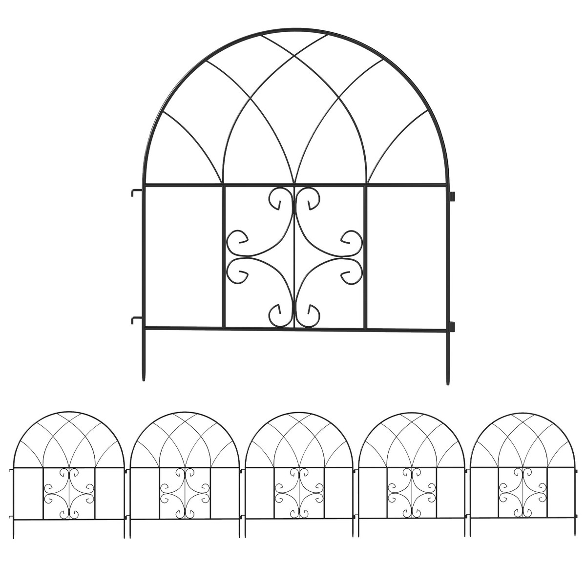 Garden Fence Decorative Mesh Set 300x70cm, Steel Black