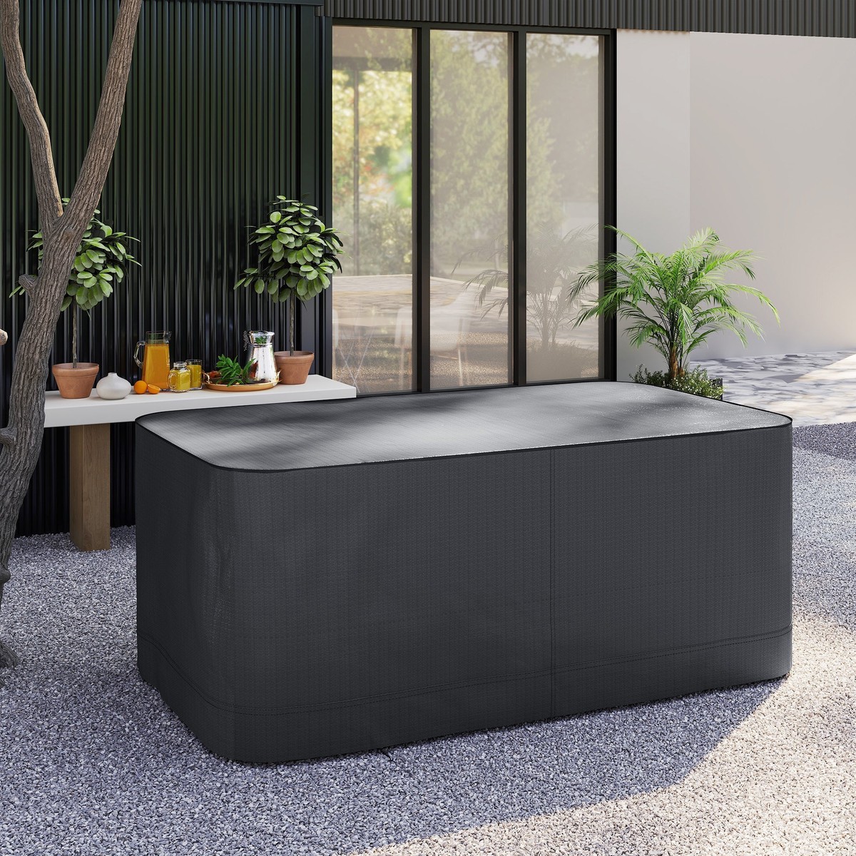 Garden Furniture Cover, Waterproof Rectangular Table Chair Set, 420D Oxford Fabric