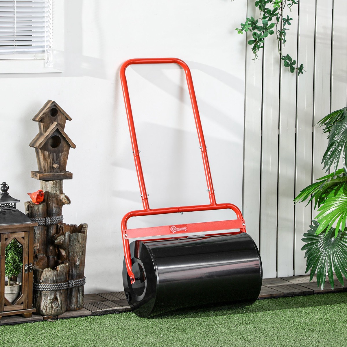 Lawn Roller, 38L Fillable Cylinder Steel, Red