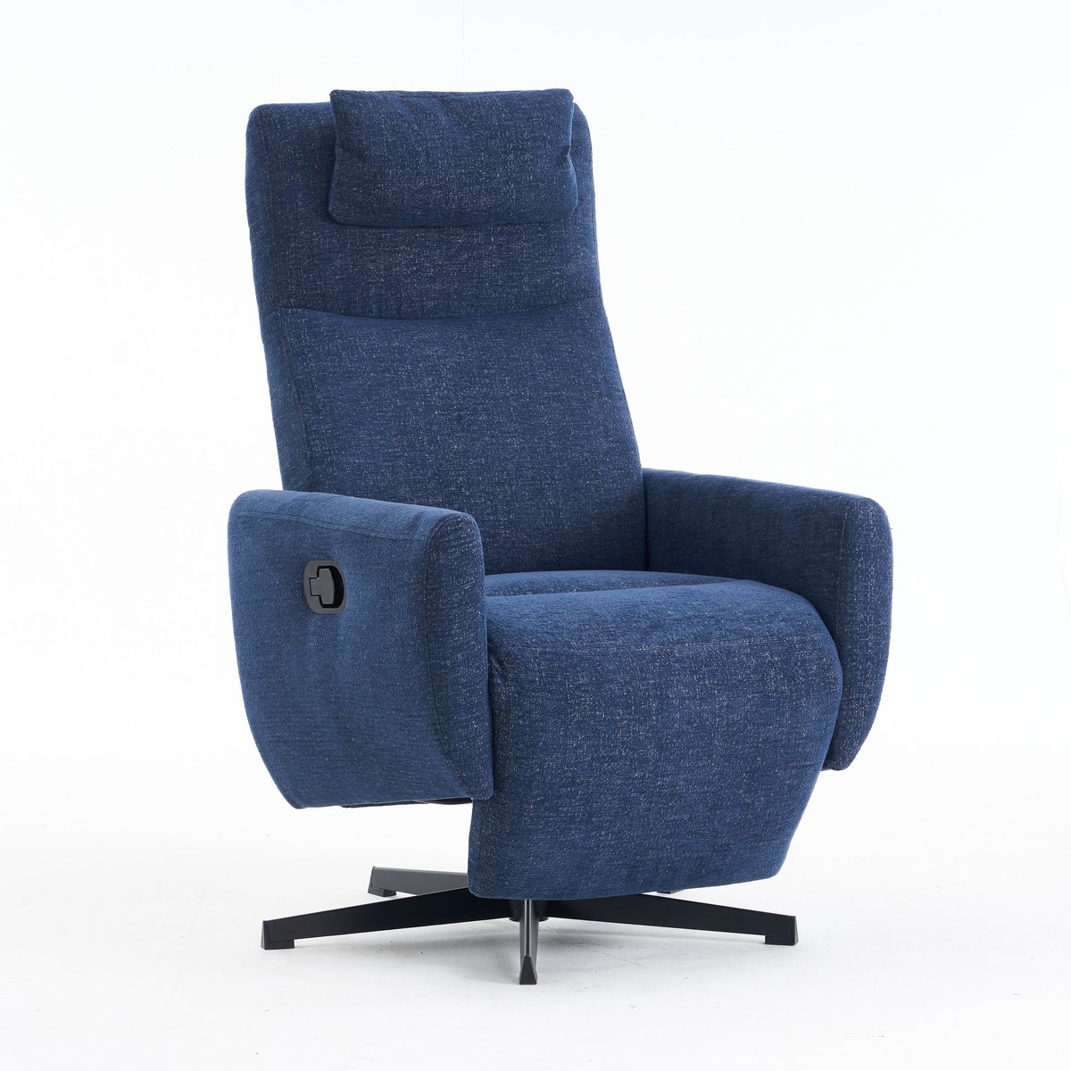 022 Upholstered Recliner with Pillow Padded Seat and Footrest, Chenille Fabric Blue