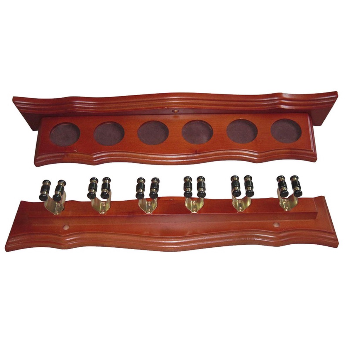 Formula 6 Cue Wall Rack With Clips - Walnut