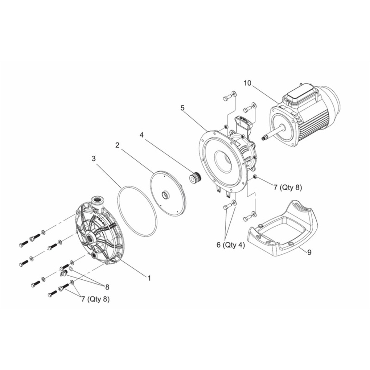 Bolt/Nut Stainless Volute to Bracket for Polaris PB4-50 Pump