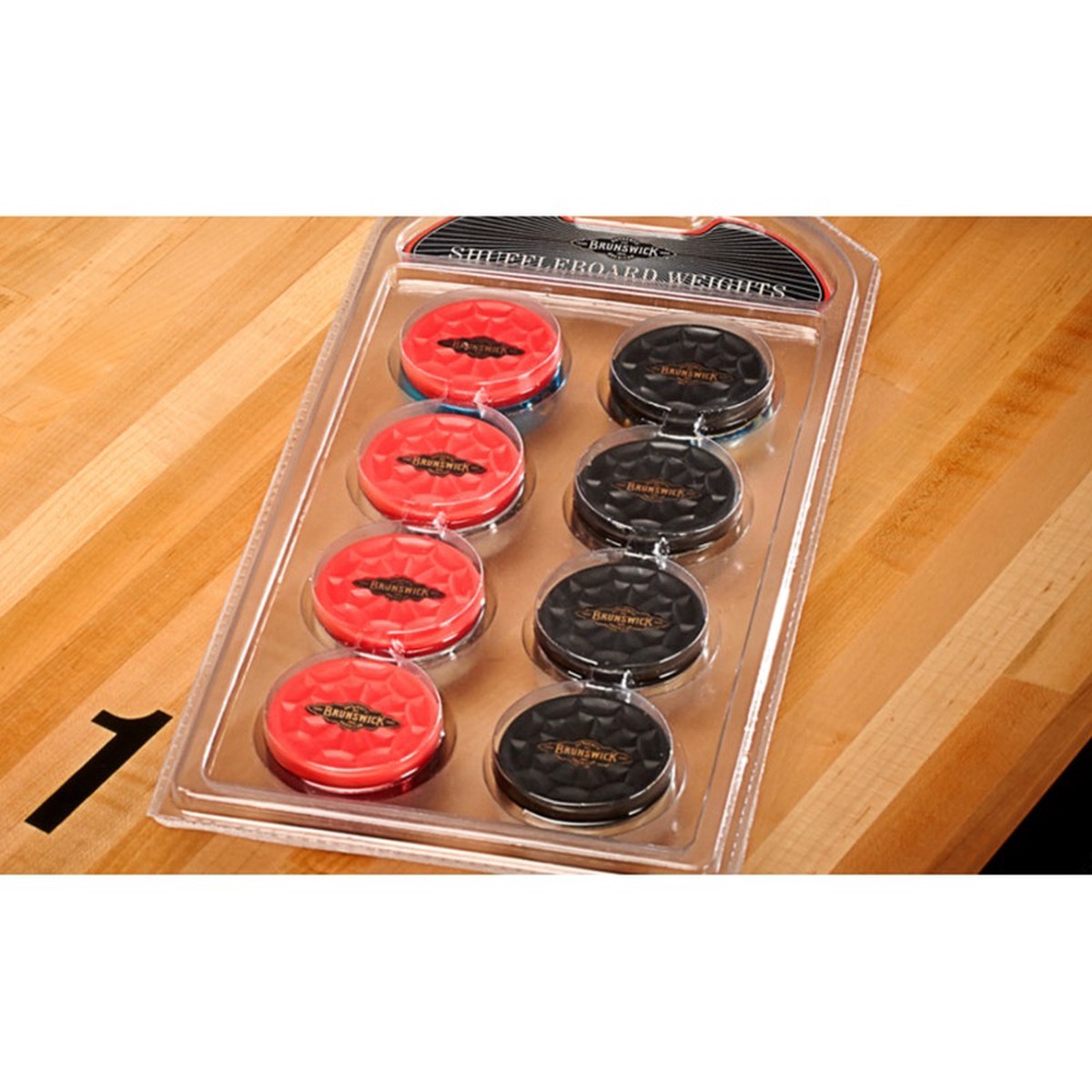 Shuffleboard Weights Red and Black Caps