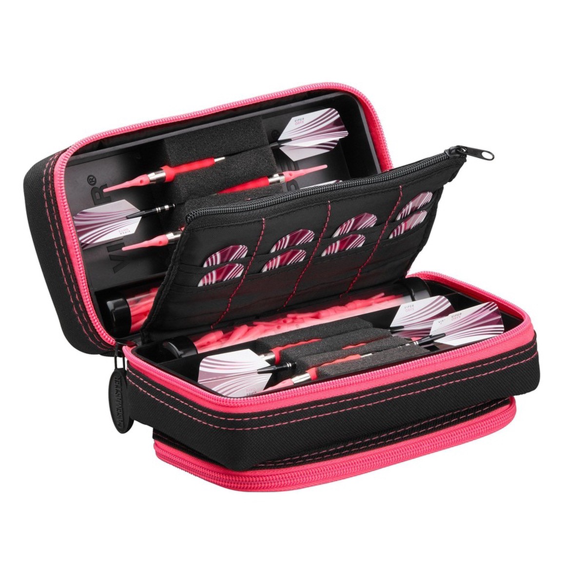 [OPEN BOX] Casemaster Plazma Pro Dart Case Black with Pink Trim and Phone Pocket