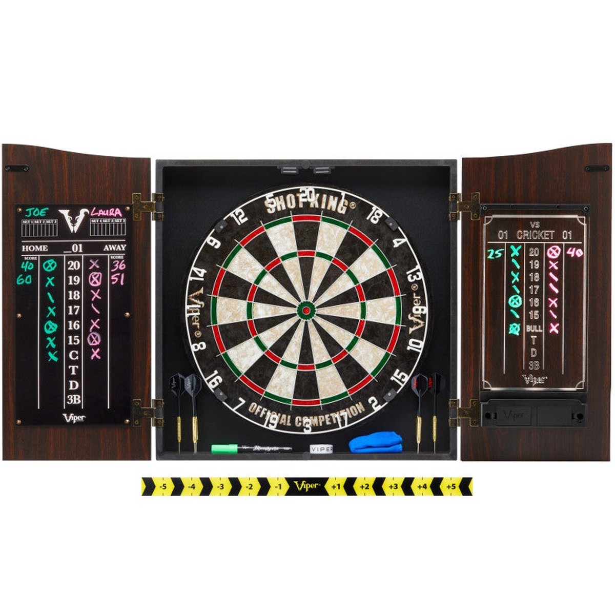 [OPEN BOX] Viper Vault Deluxe Dartboard Cabinet with Shot King Sisal Dartboard and Illumiscore Scoreboard