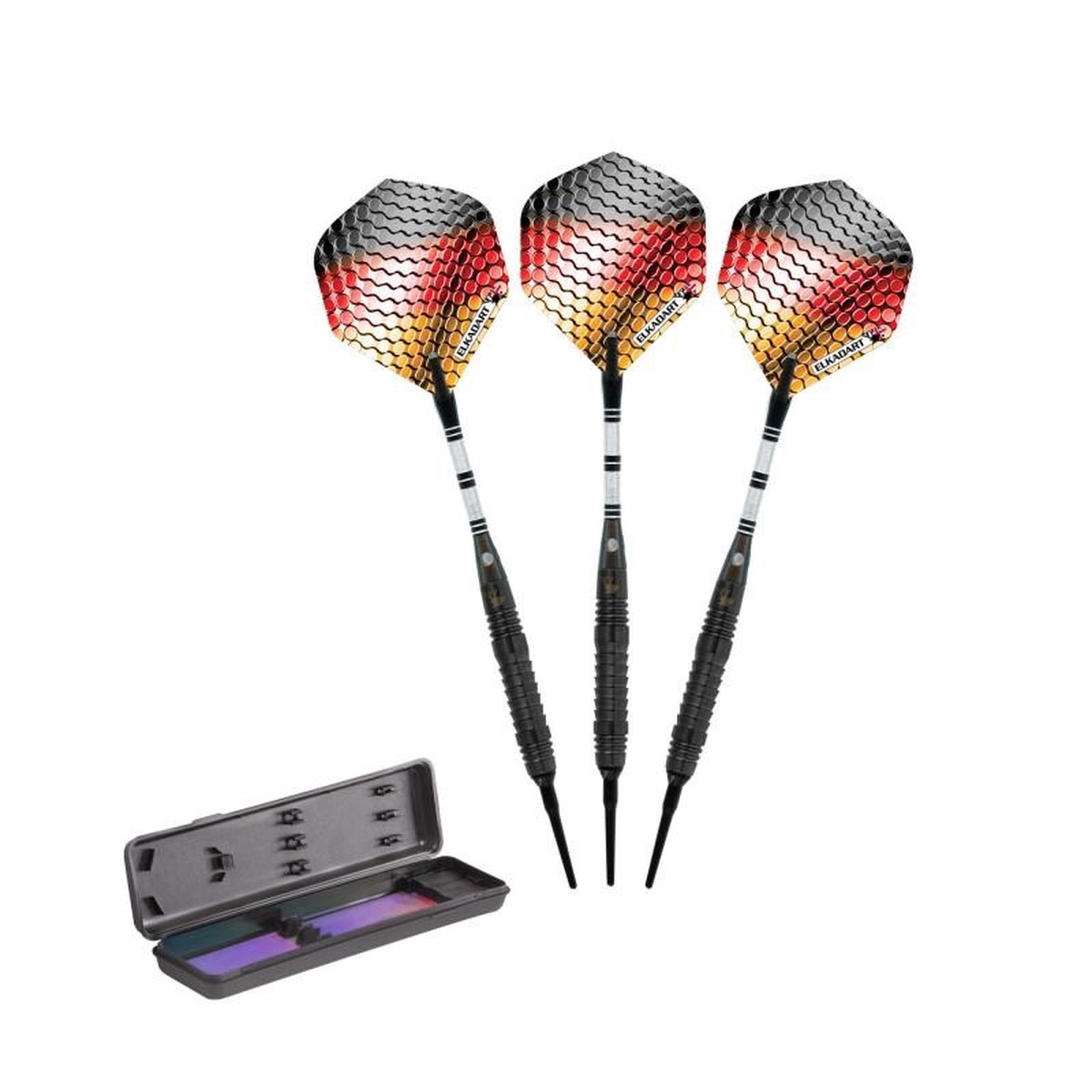 Elkadart Titanium 90% Tungsten Soft Tip Darts Black Titanium Coating Shark Fin Barrel