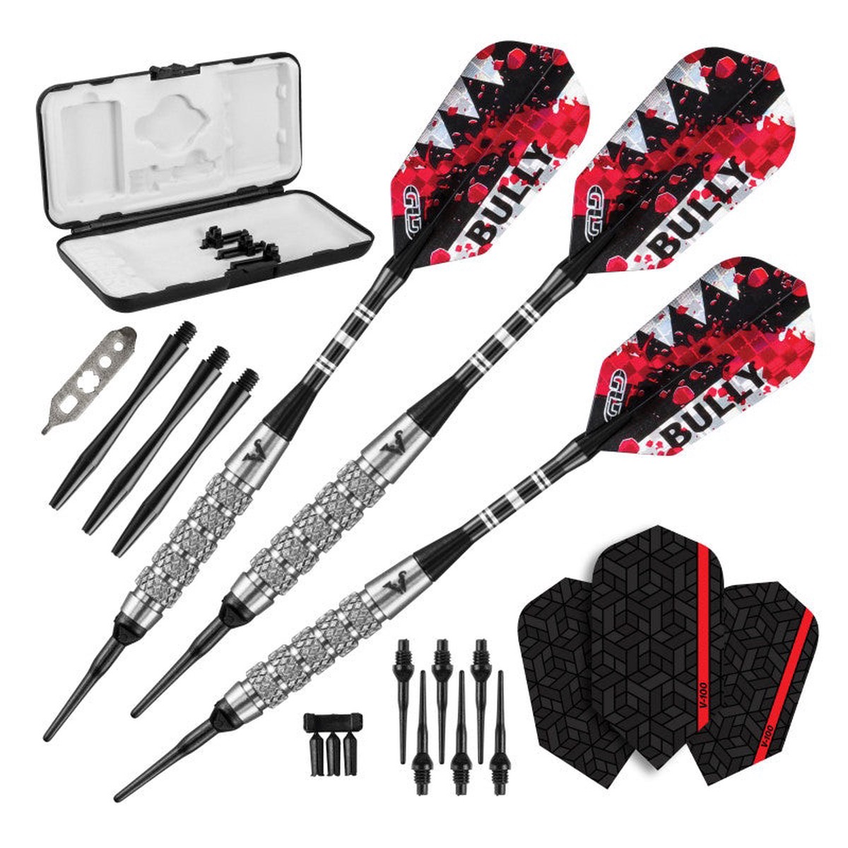 Viper Bully Darts 80% Tungsten Soft Tip Dart Set 5 Knurled Rings 18 Grams