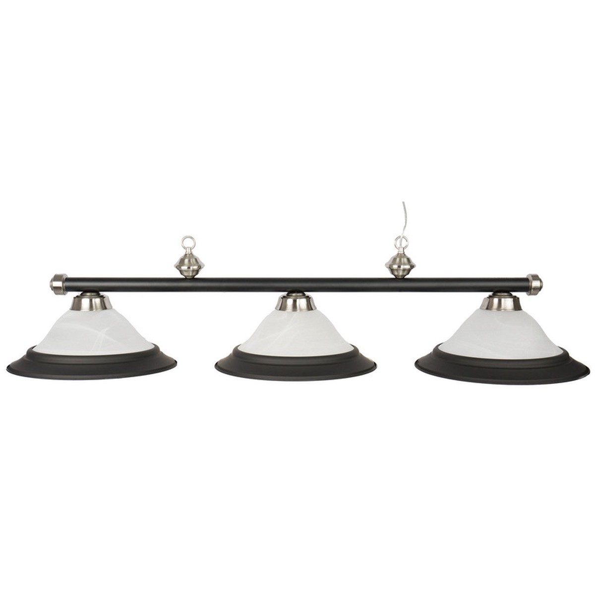 Presidential Billiards Pool Table Light - Matte Black with Chrome Accents and Glass Shades