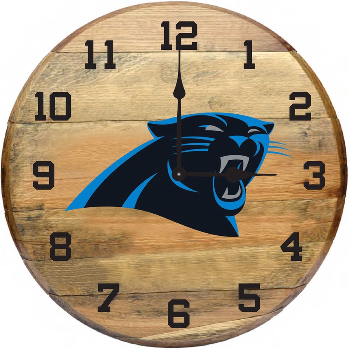 Carolina Panthers Oak Barrel Clock
