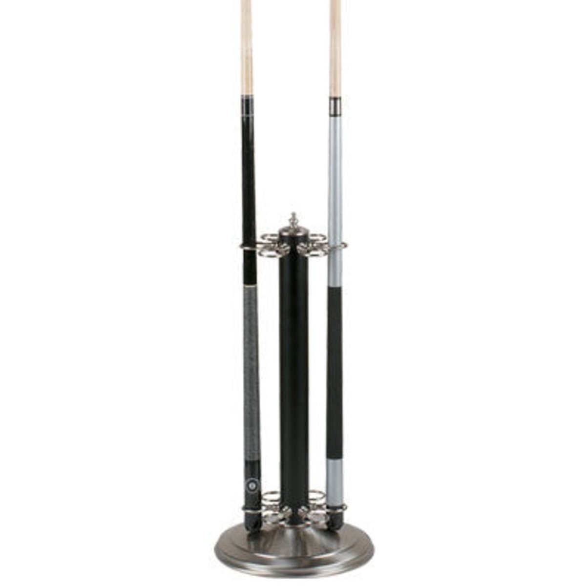 Metal Pool Cue Floor Rack Black And Stainless Steel