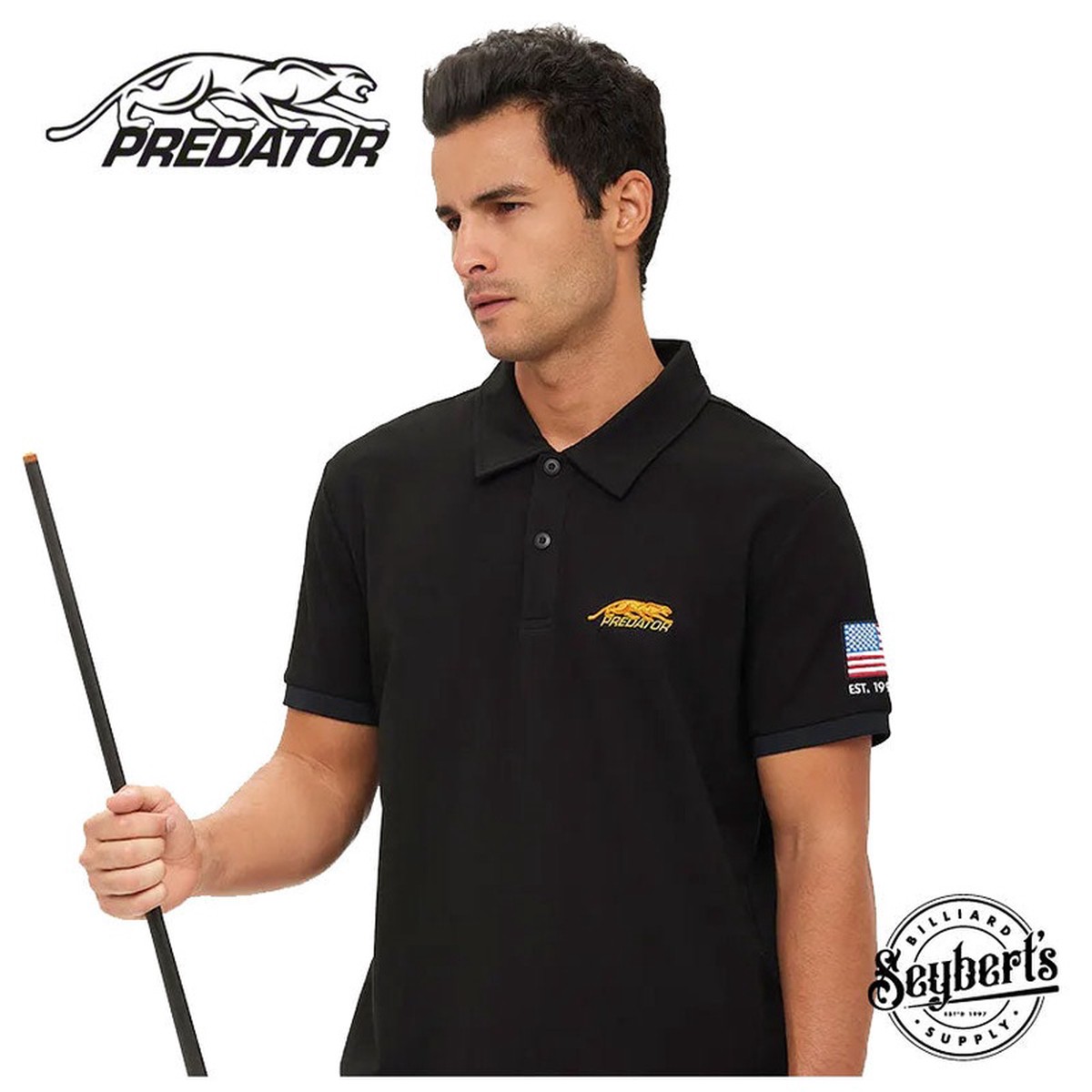 Predator Black W/ Yellow Cat Polo