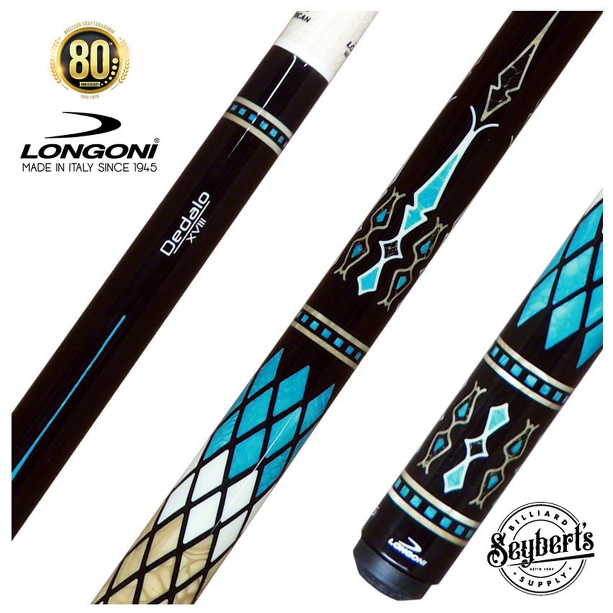 Longoni Stecca Dedalo Ocean XVIII S2 Pool Cue with S2 American Wood Shaft - LG24471