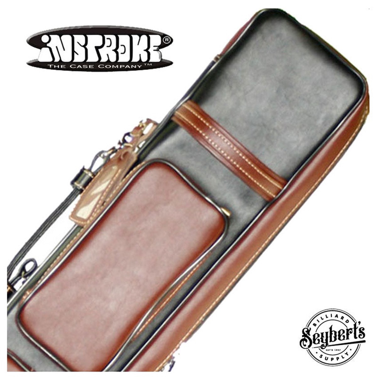 Instroke Leather Cowboy Black/Brown 48 Soft Pool Cue Case - INS-B48SOFT