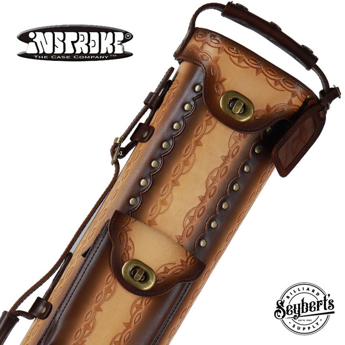 Instroke Saddle D01 Dark Brown Air Brushed 37 Pool Cue Case - 37D01DB