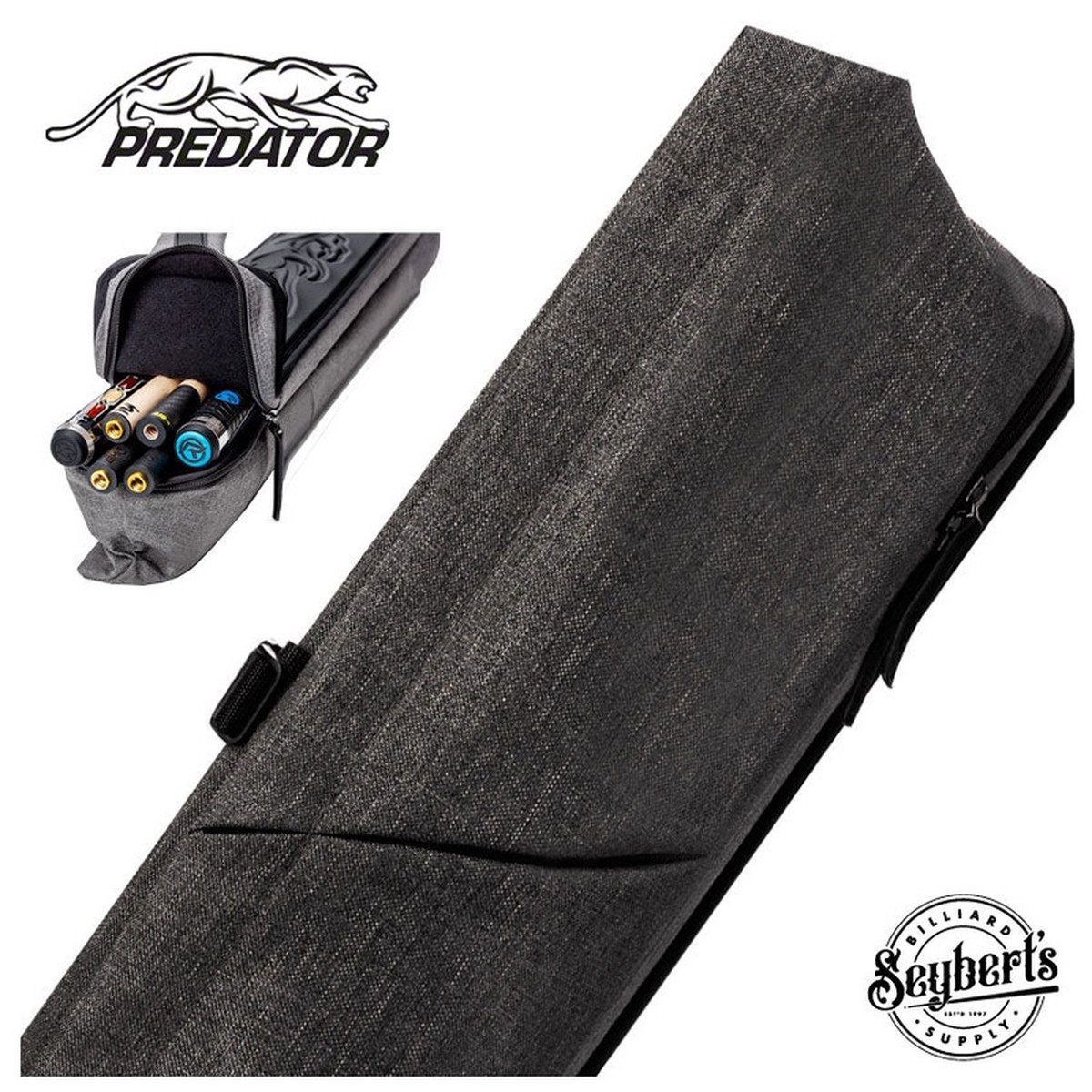 Predator Urbain Grey Top Zipper 24 Hard Pool Cue Case - PREU2X4GRH