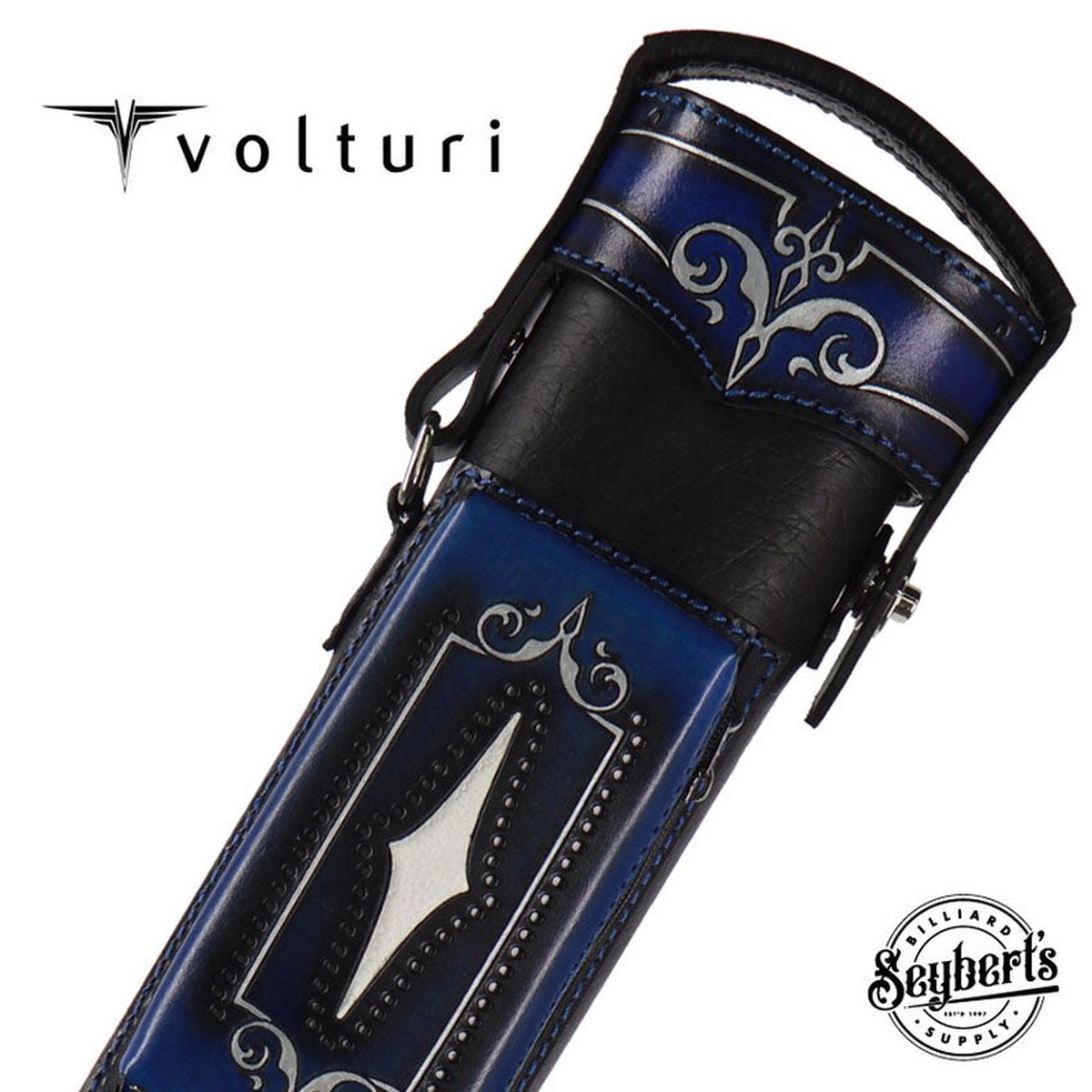 Volturi Custom Brogue Blue 24 Hard Pool Cue Case - VCBS2x4BLBLK