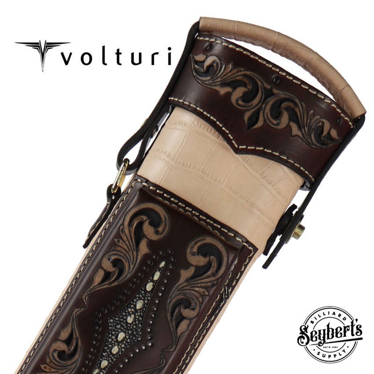 Volturi Custom Venice Natural/Brown 24 Hard Pool Cue Case - VCVS2x4NATBRN