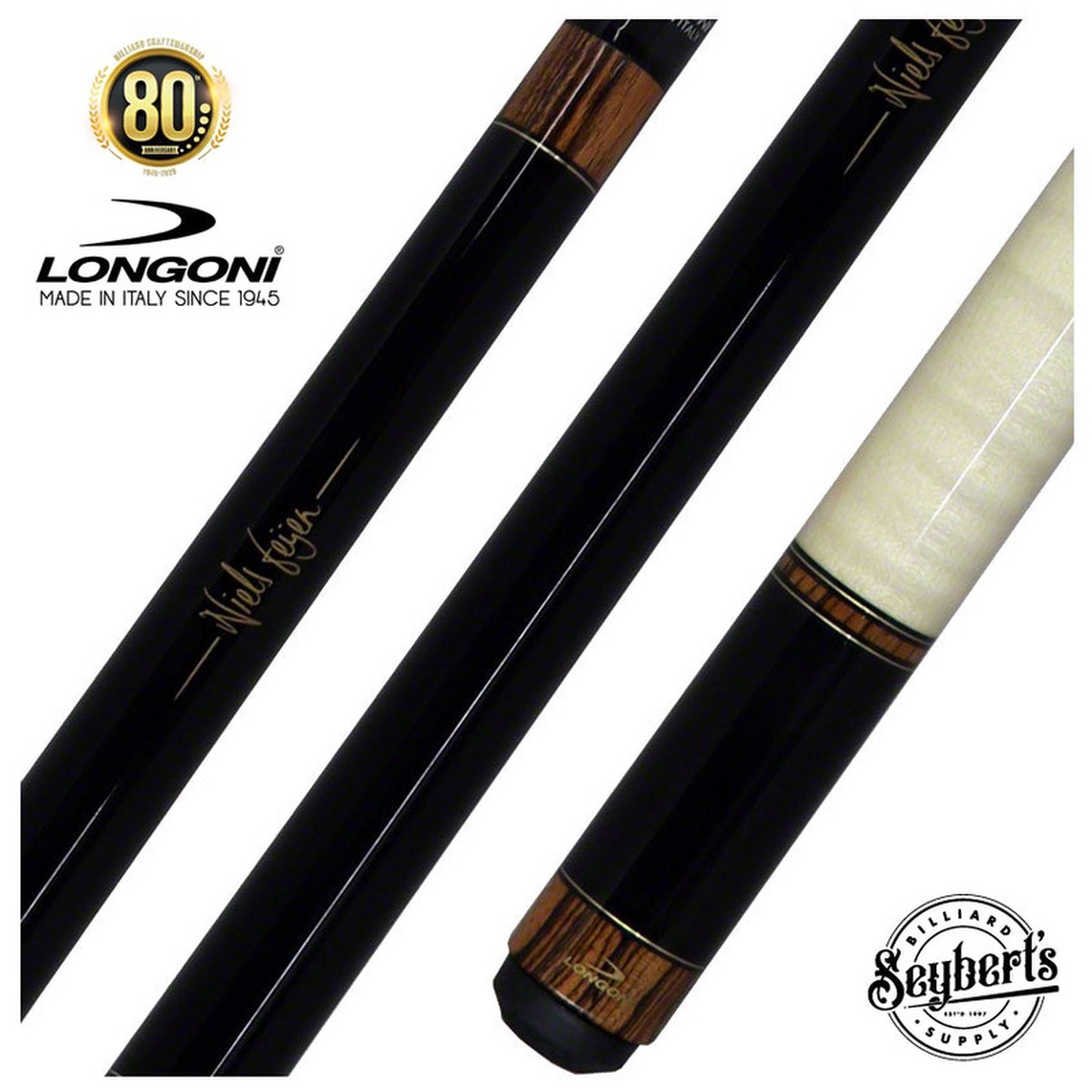 Longoni Niels Fijen Sparkle Curly Pool Cue with Luna Nera American Pure Graphite Shaft - LG24704