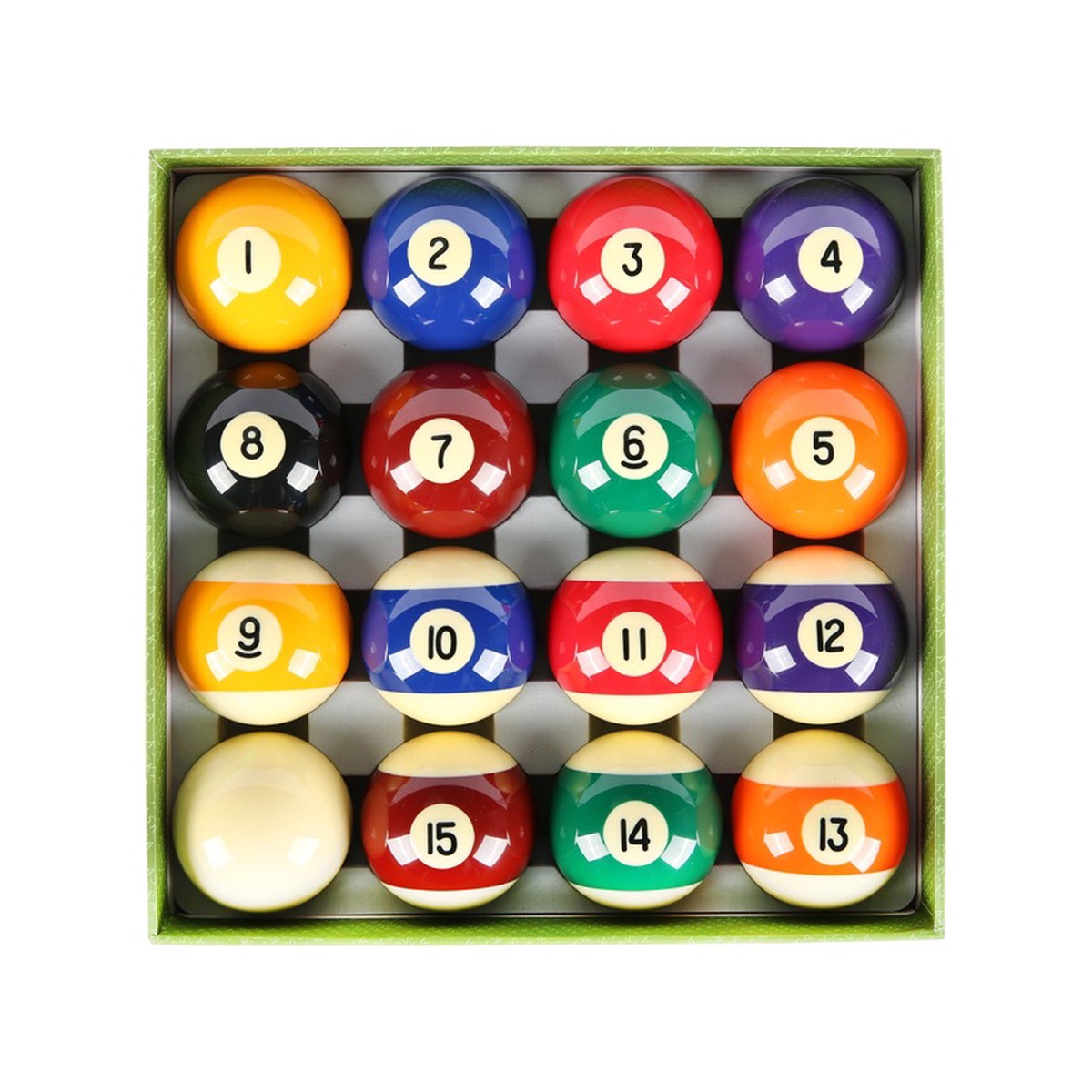 Pool Boston Numbered Balls Set, 16 Balls Including a Cue Ball, 2 1/16 inch, PB116A