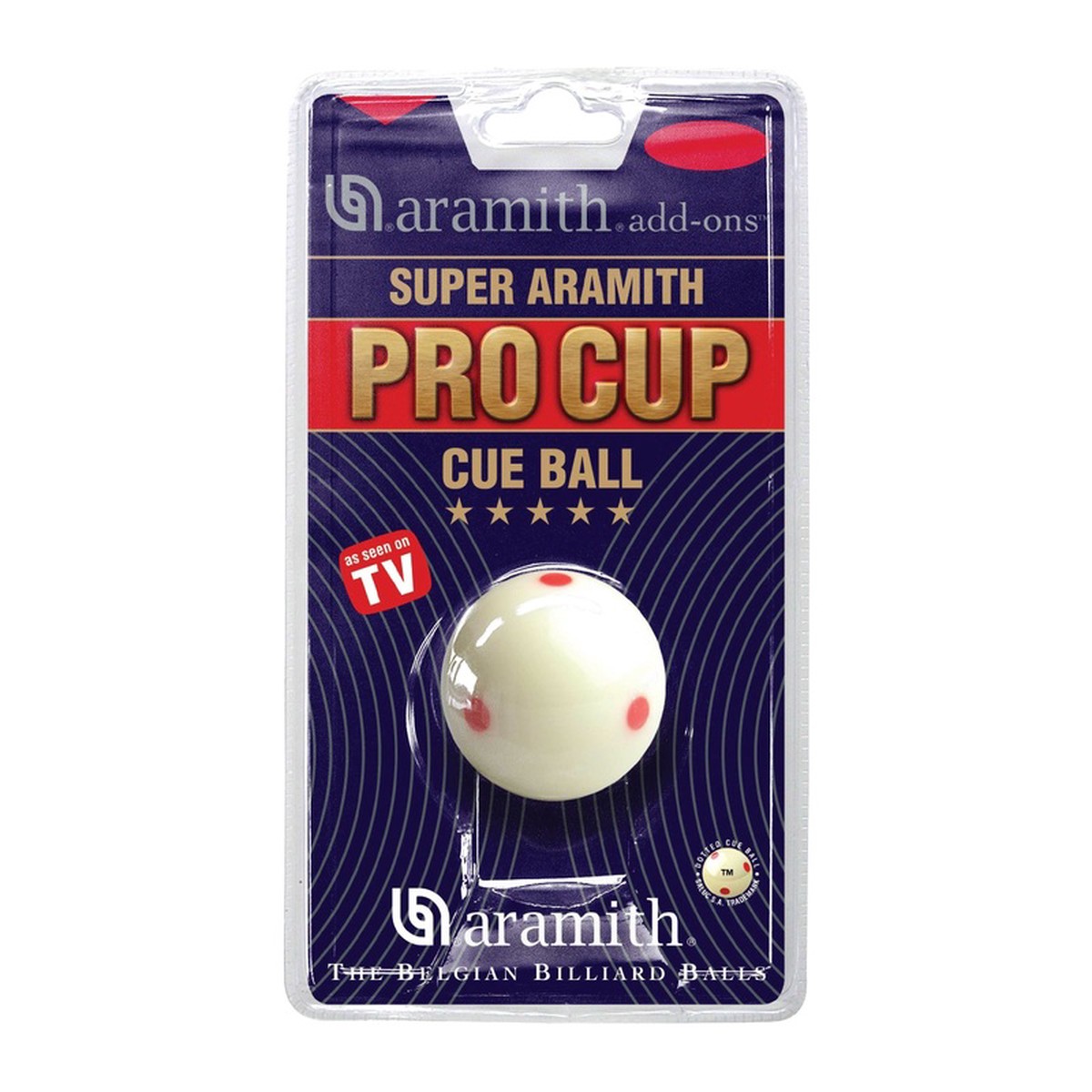 Aramith 2-1/4 Regulation Size Billiard/Pool Ball, Super Aramith Pro Cup Cue Ball with 6 Red Dots