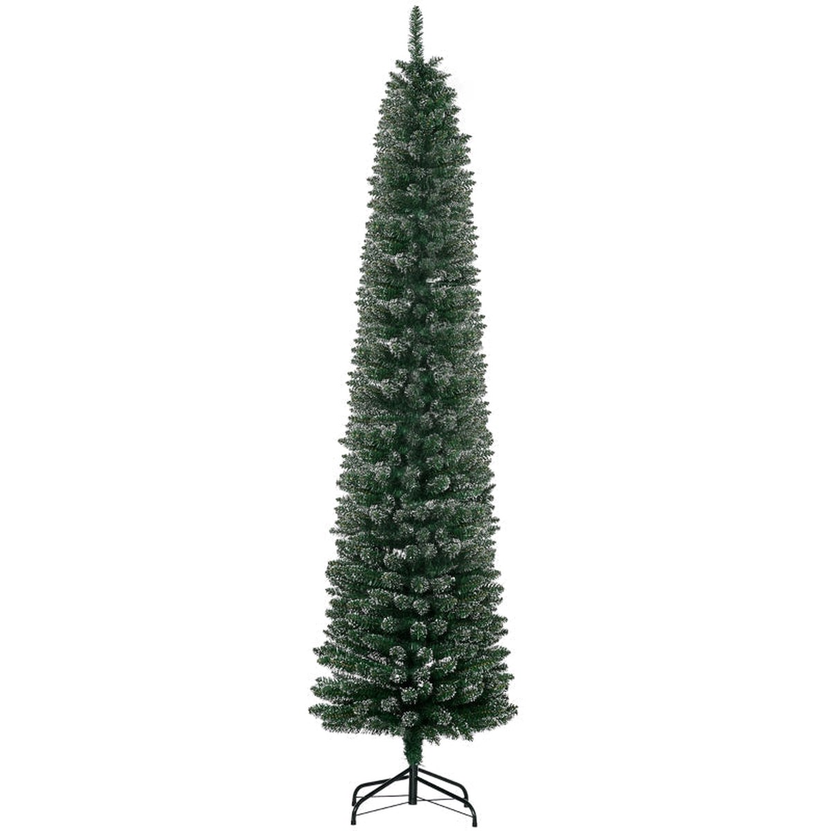 Artificial Snow Dipped Christmas Tree 7.5FT Pencil with Foldable Stand, Green
