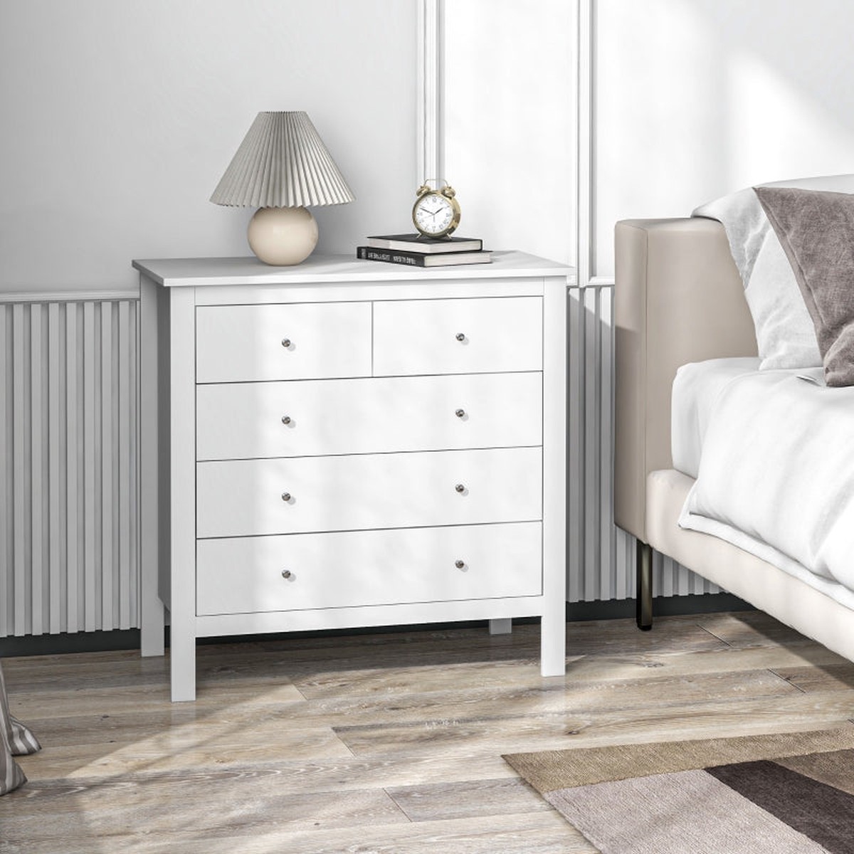 Chest of Drawers Sideboard, Quiet Opening/Closing, Anti-Tip, White