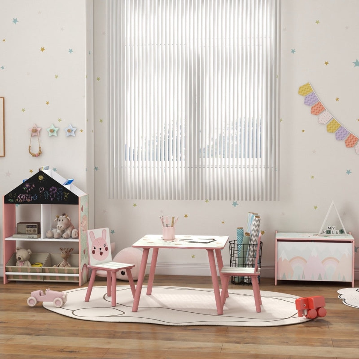 Toy Box Kids Storage Chest Safety Hinge Pink