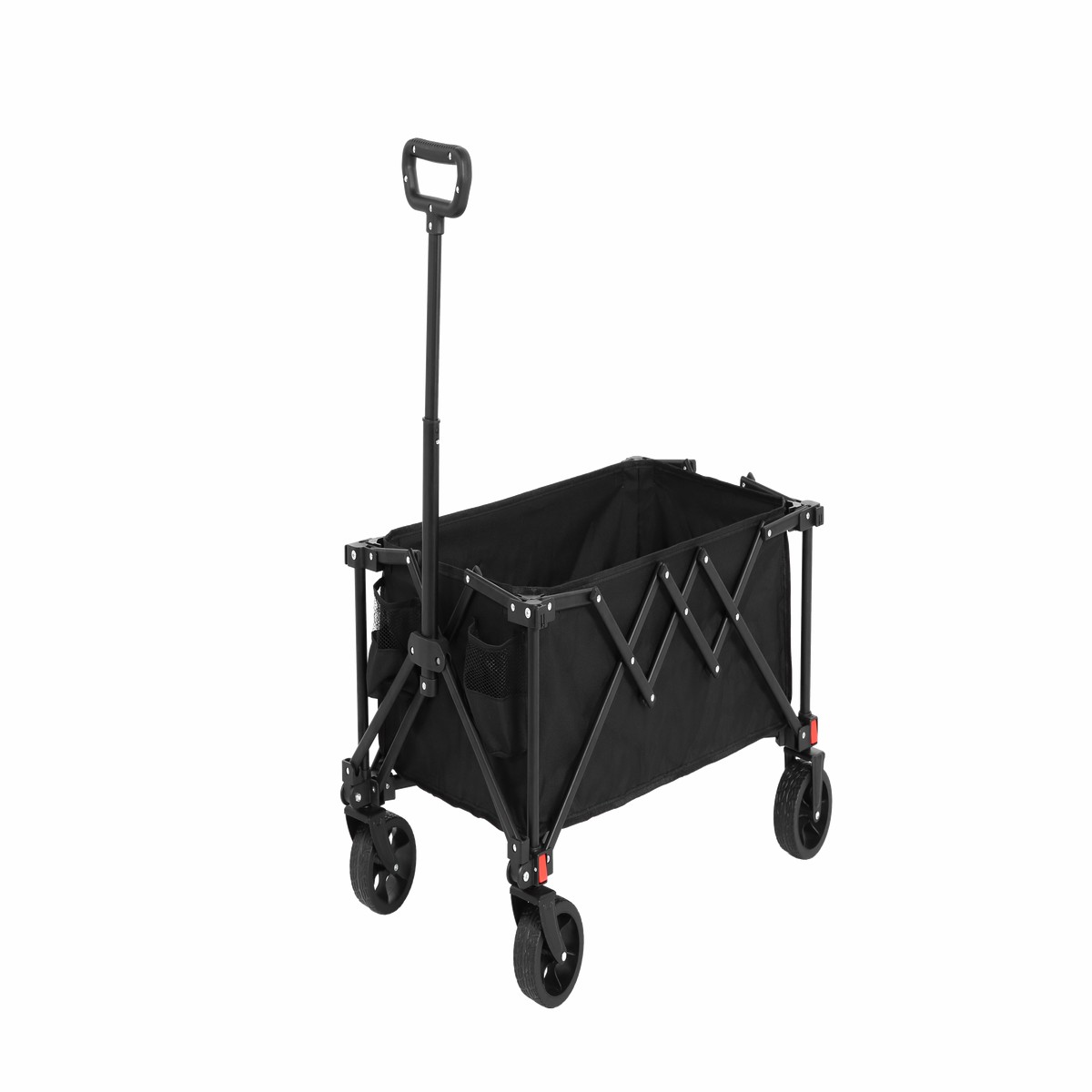 Folding Wagon Cart with All Terrain Wheels, Heavy Duty, Adjustable Handle, Black