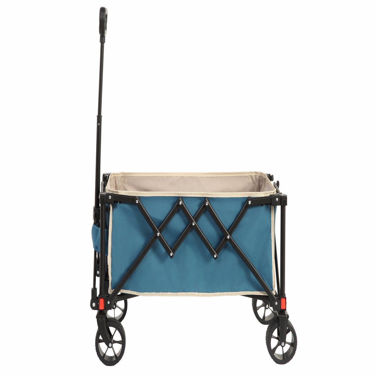 Folding Wagon Cart with All Terrain Wheels, Heavy Duty, Adjustable Handle, Outdoor Utility, Blue