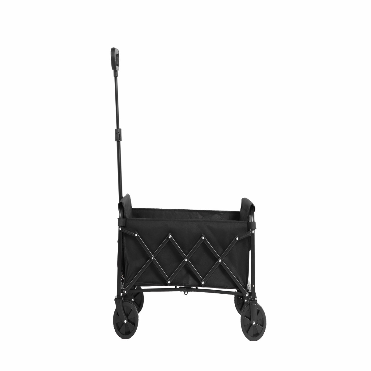 Lightweight Portable Folding Beach Wagon - Heavy Duty Utility Cart with Wheels, Large Capacity, Black