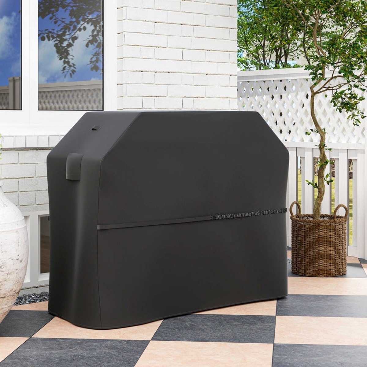Grill Cover Weatherproof Gas BBQ Cover 600D Oxford Black