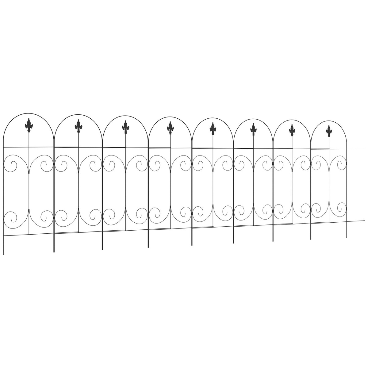 Decorative Garden Fencing 8PCs Rustproof Border Edging Black Metal Wire