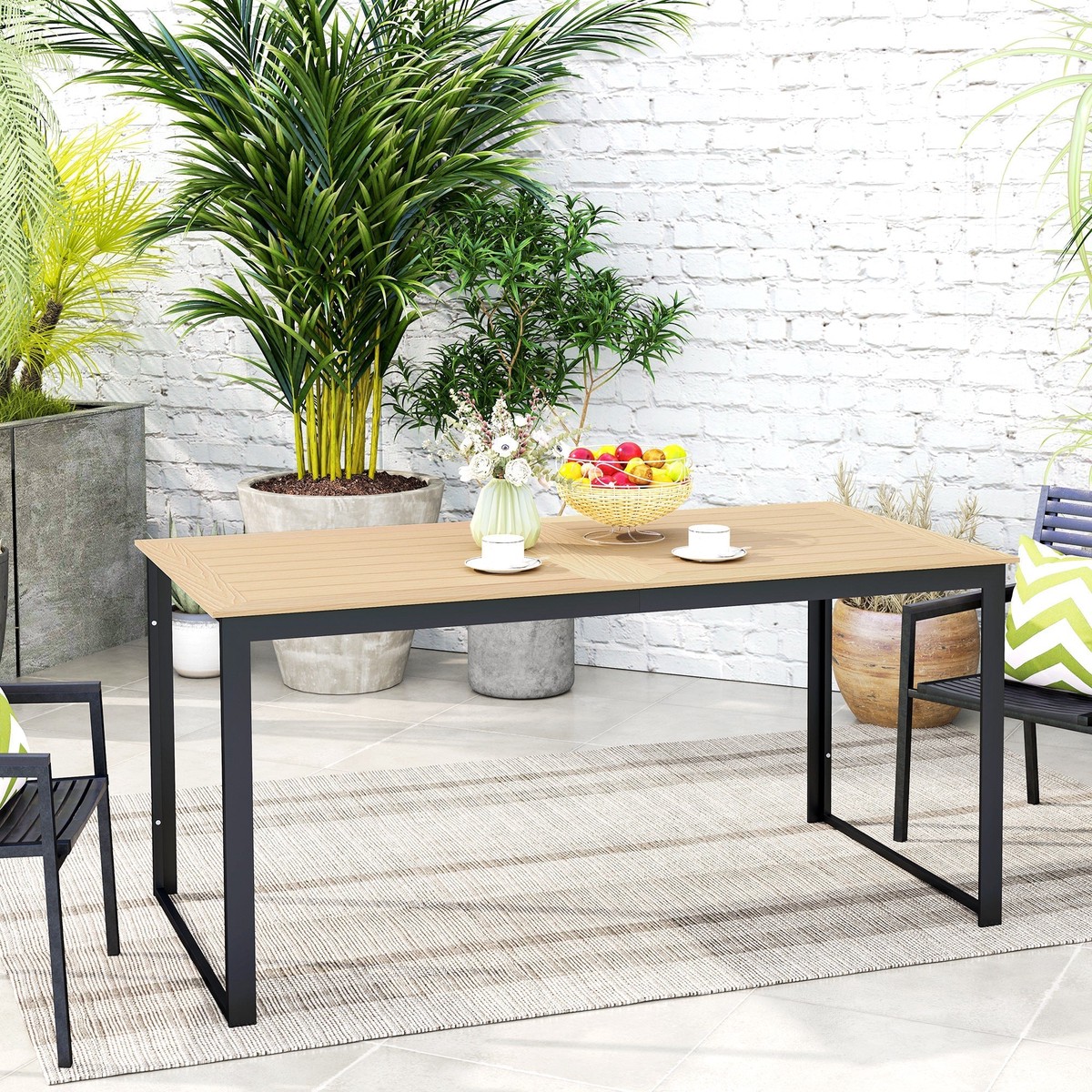 Garden Table | 6 People Rectangle Outdoor Dining Slatted Top | Teak