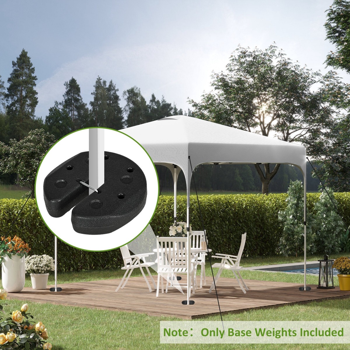 Gazebo Weights Set of 4, 12KG for Canopies Marquees Tents, HDPE/Cement-filled