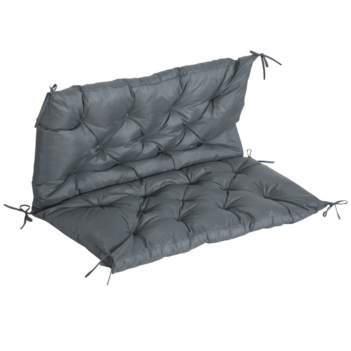 2 Seater Bench Cushion with Back and Ties for Garden Chair, Dark Grey
