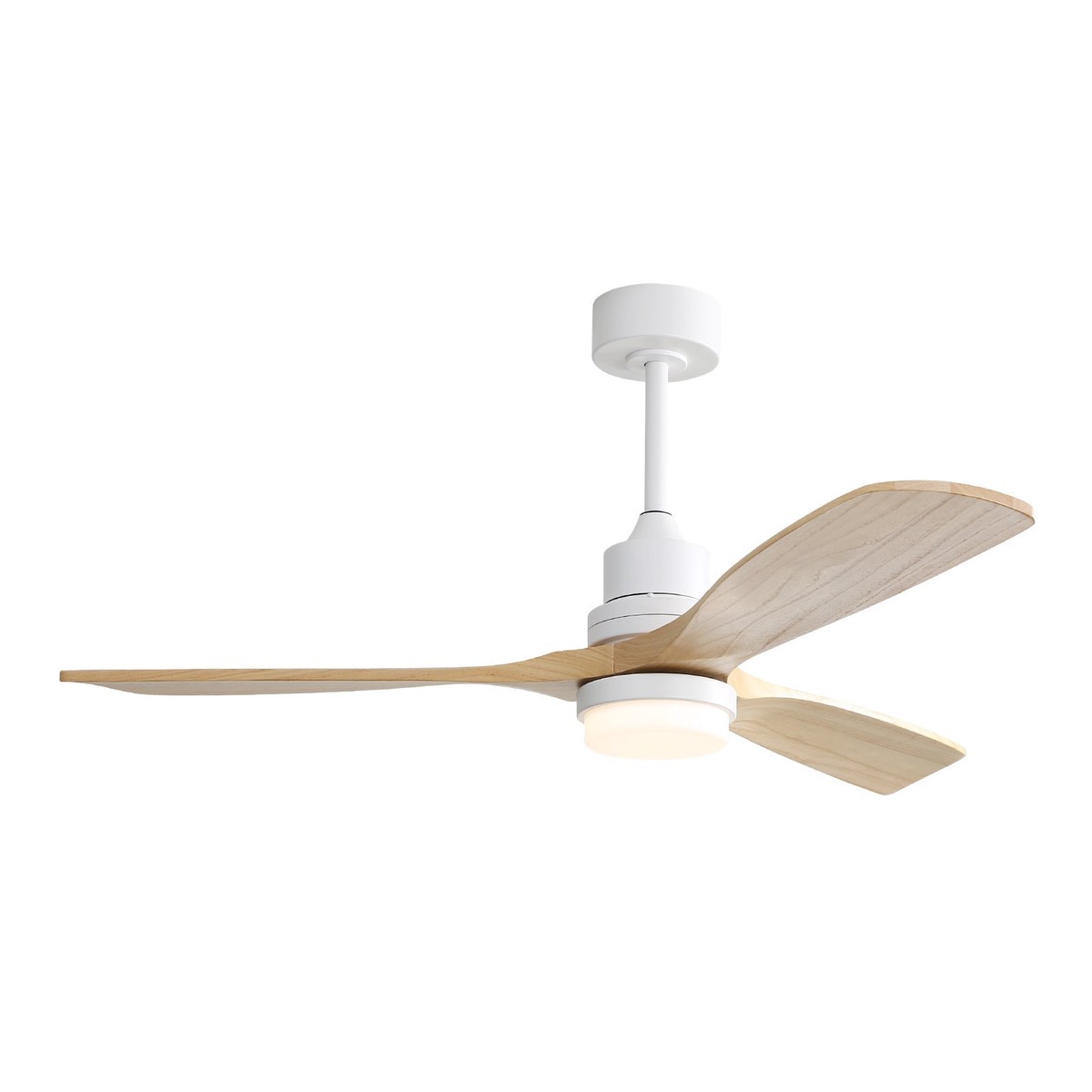 52-inch Ceiling Fan, Dimmable LED Light, 6 Speed, Reversible DC Motor, Wooden Blades