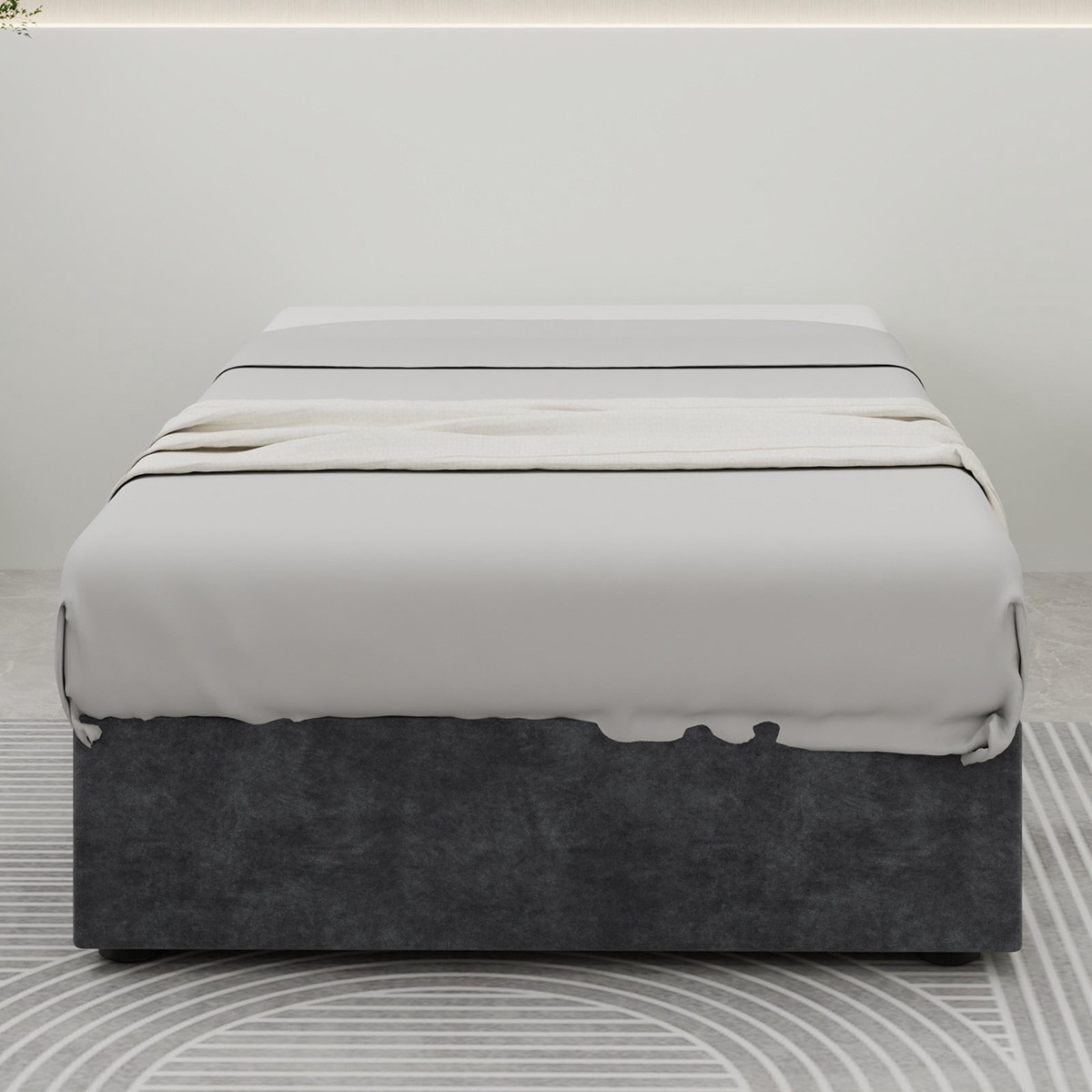 Modern Simple Style Bed Frame 90*200cm Gas Lift Storage Dutch Velvet Grey