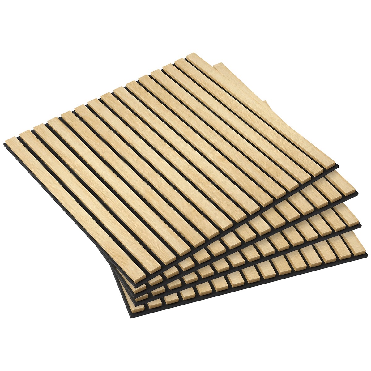 Acoustic Panels, 4pc 60x60cm 3D Wall Panels, Oak