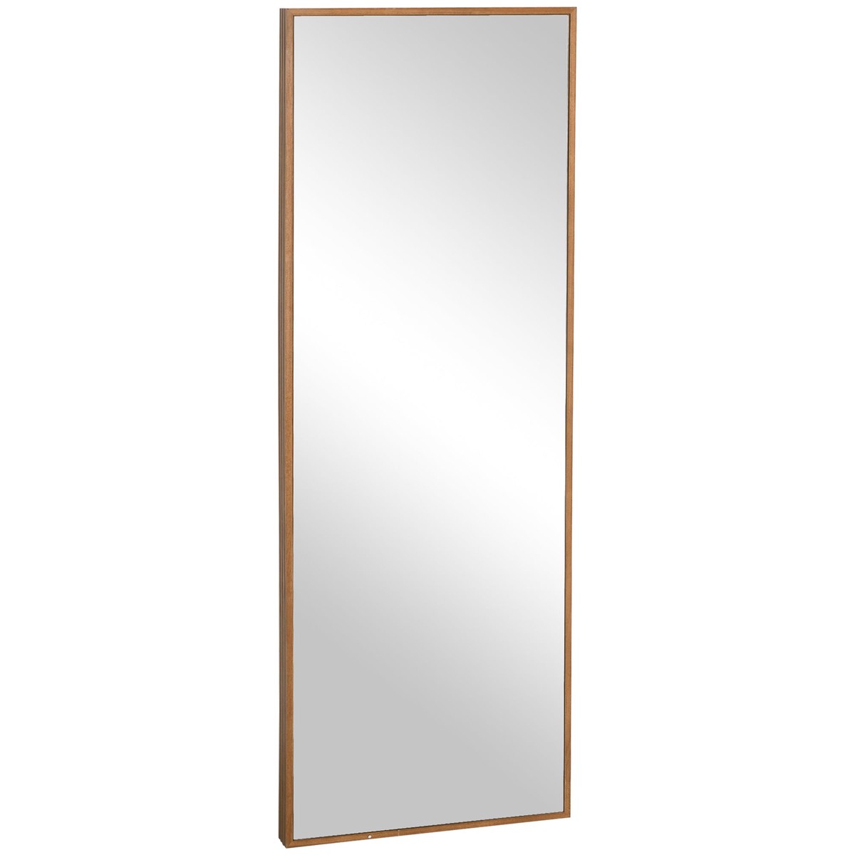 Full Length Wall Mirror, 125x45cm, Wooden Frame in Natural