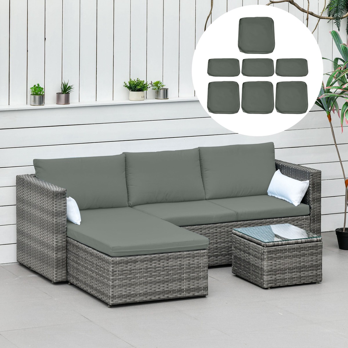 Replacement Seat Cushion Cover for Garden Rattan Patio Furniture