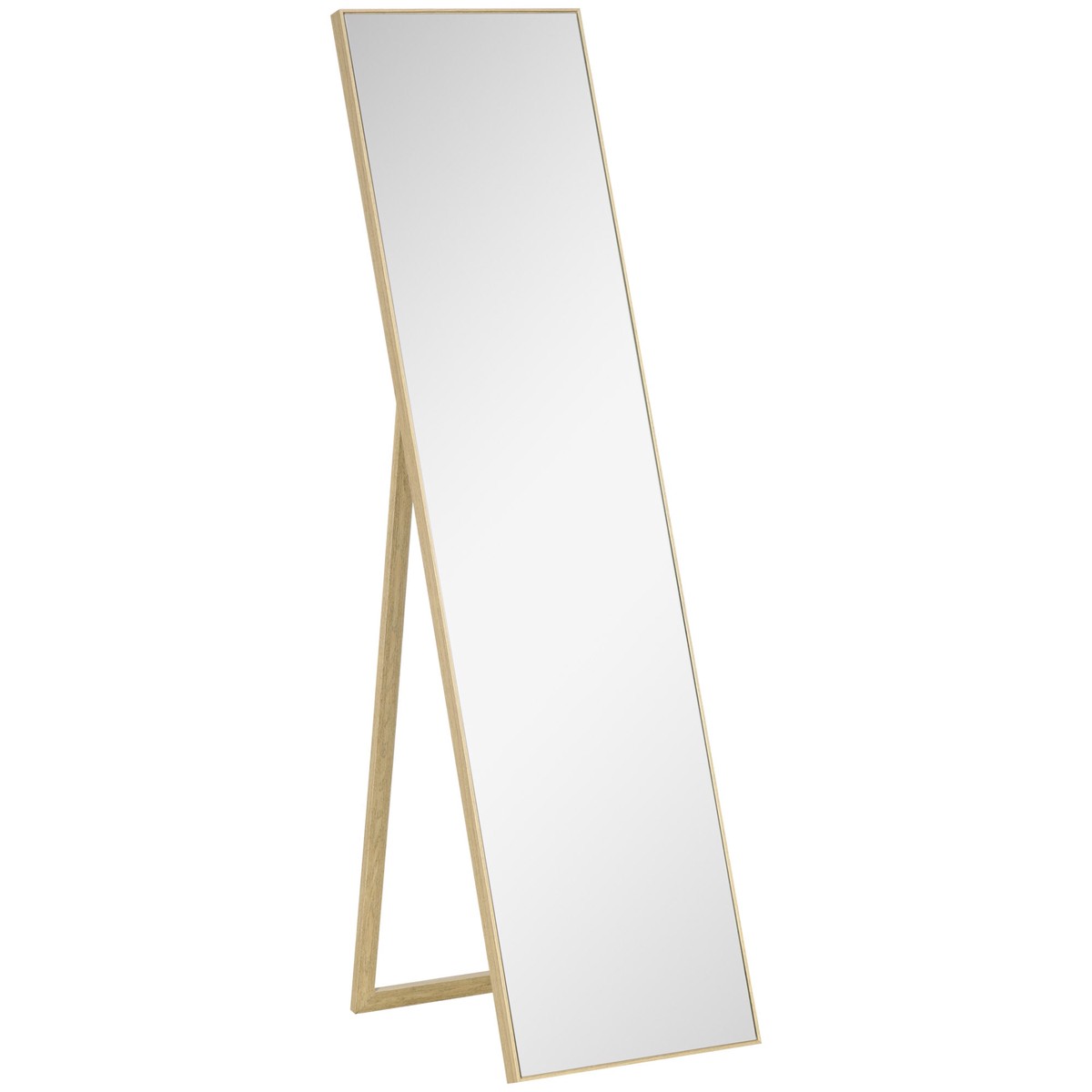 Standing Mirror, Full Length Dressing Makeup, Light Brown Wood Grain